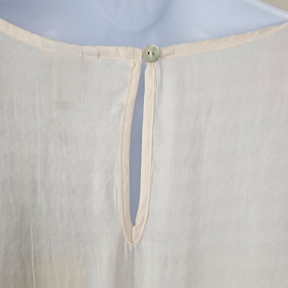 A New Day Women's Sheer Houndstooth Blouse Size Large Cream Casual Career Work - Picture 5 of 9